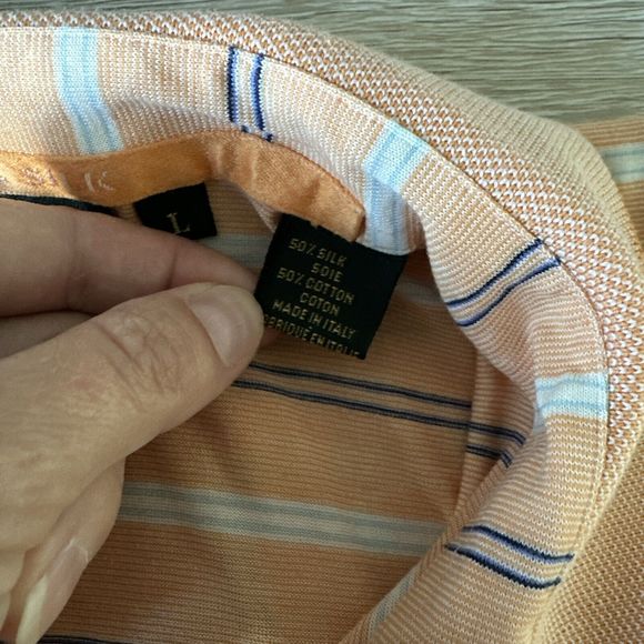 Bobby Jones Collection Golf Shirt Mens Large Heritage Silk Made in Italy Orange - Picture 3 of 6